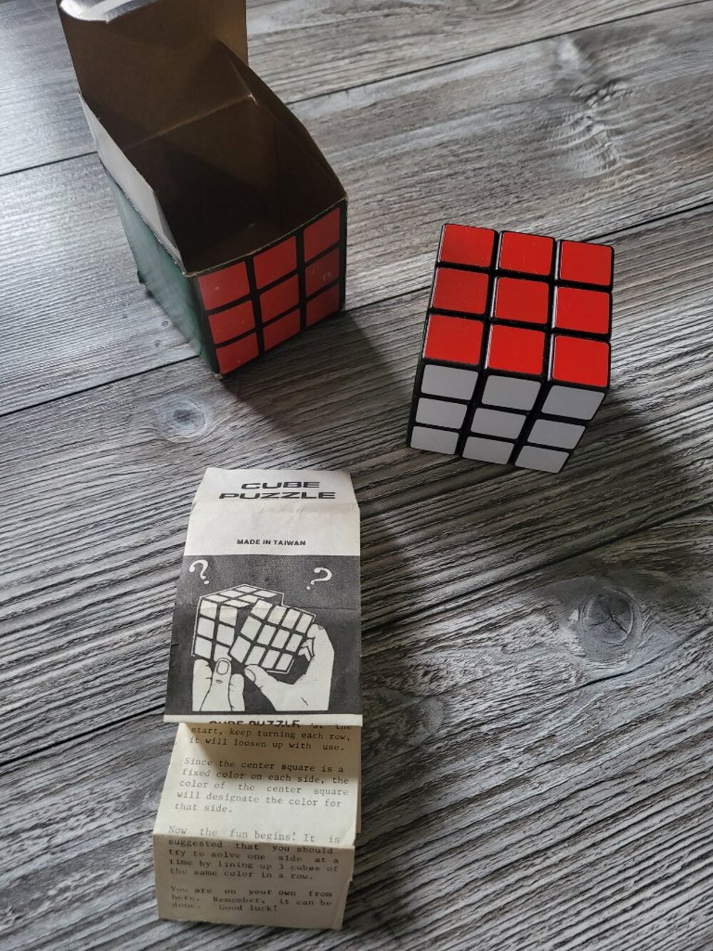 Vintage 1980s Cube Puzzle 3x3 Rubiks Clone Made in Taiwan Wise Box Instructions